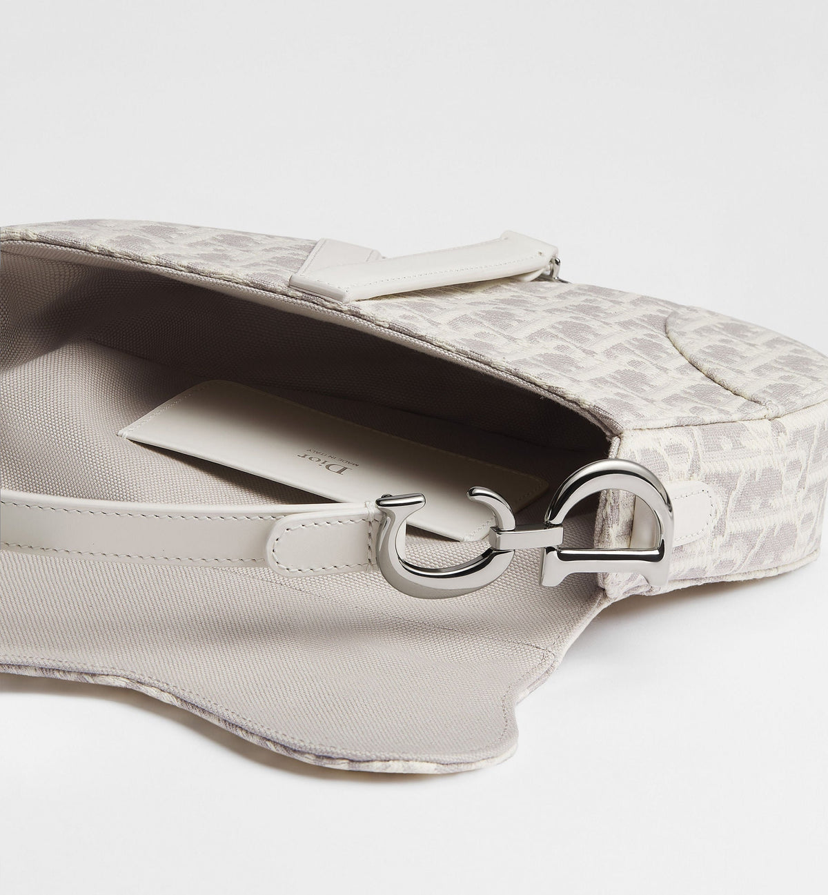 Small Saddle Luxury Handbag With Latte and Gray Oblique Jacquard And Strap
