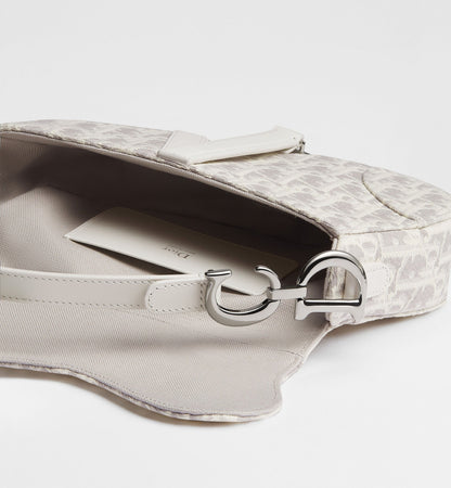 Small Saddle Luxury Handbag With Latte and Gray Oblique Jacquard And Strap