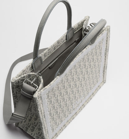 Med Book Designer Tote Bag With Latte & Gray Oblique Embroidery & White Lace & Strap