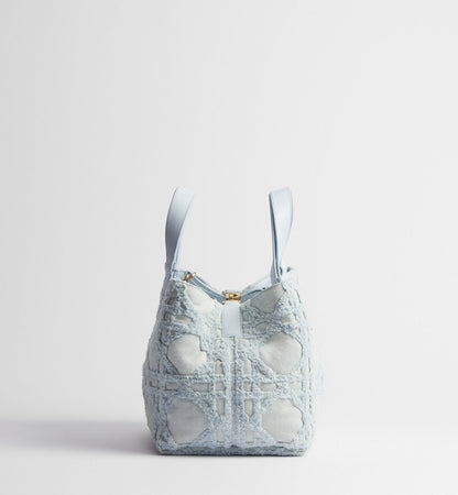 Medium Toujours Luxury Handbag With Blue Cannage Denim And Strap