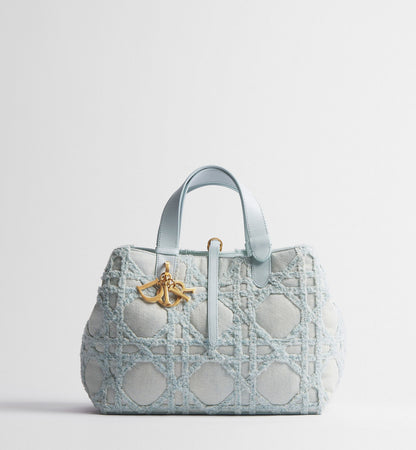 Medium Toujours Luxury Handbag With Blue Cannage Denim And Strap