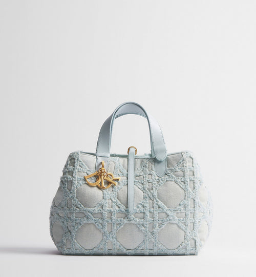 Medium Toujours Luxury Handbag With Blue Cannage Denim And Strap