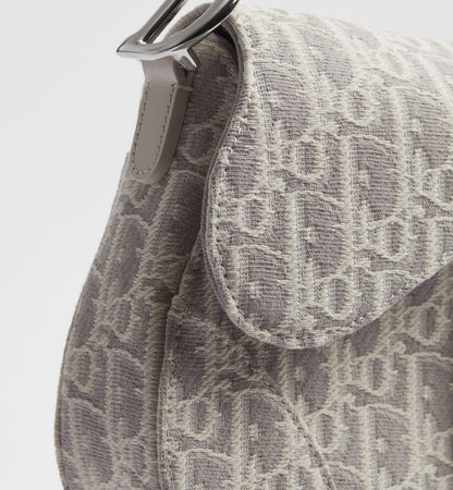 Small Saddle Luxury Handbag With Latte and Gray Oblique Jacquard And Strap