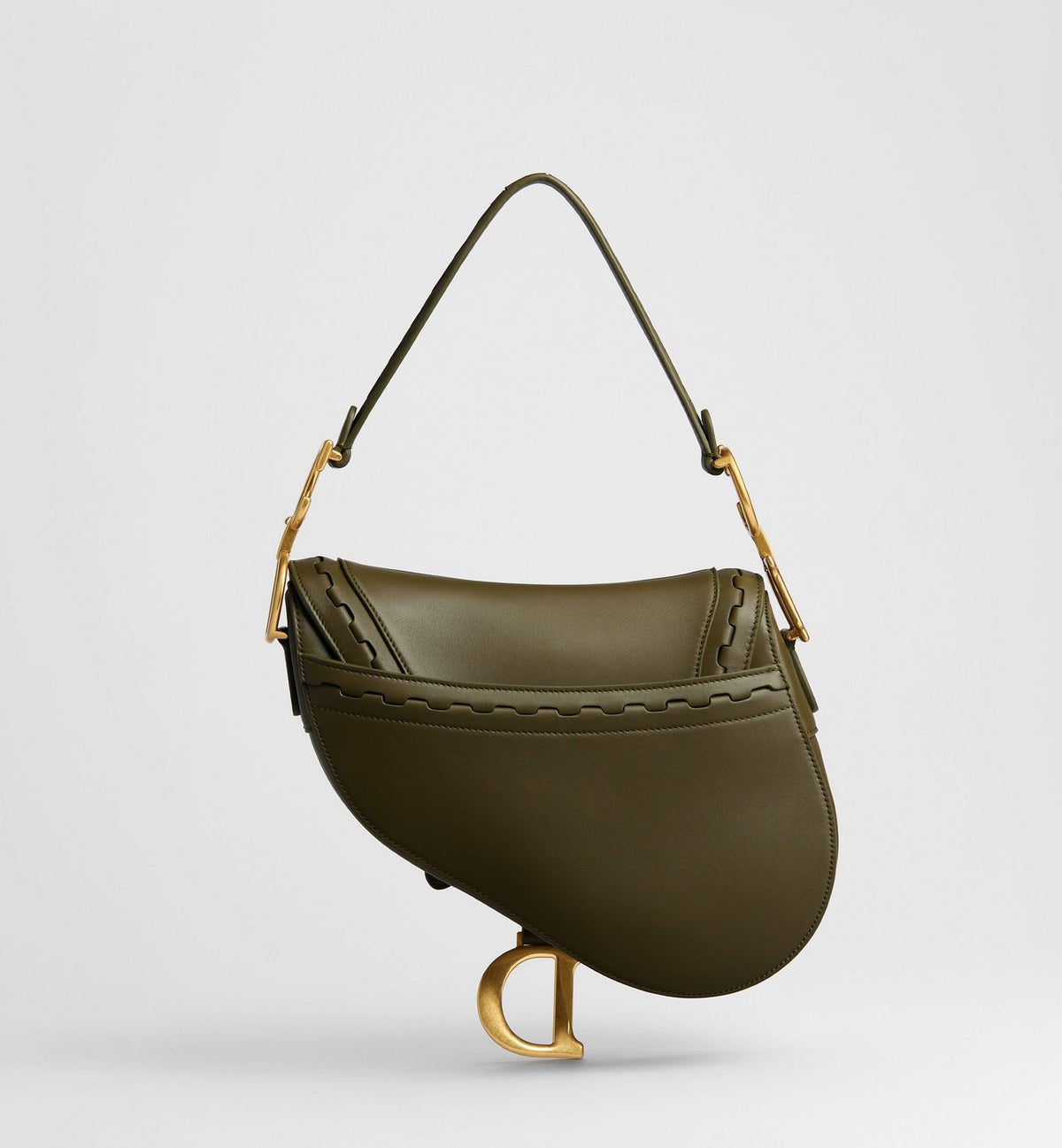Saddle Luxury Handbag With Strap In Khaki Calfskin