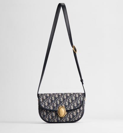 Medium Médaillon Flap Luxury Handbag With Blue Jacquard And Signature Clasp