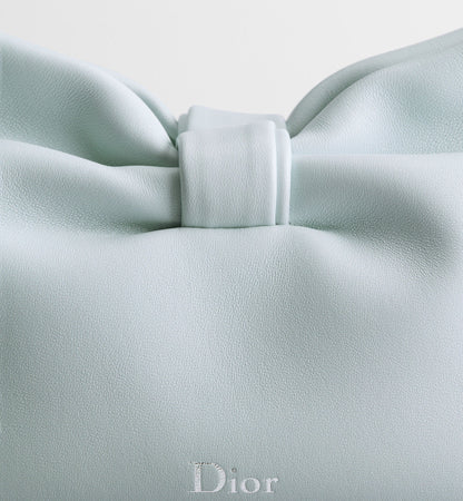 Small Bow Luxury Handbag With Ice Blue Lambskin And Chain Strap