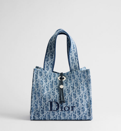 Small Spongy Book Designer Tote Bag With Blue Textured Fabric And Embroidered Signature