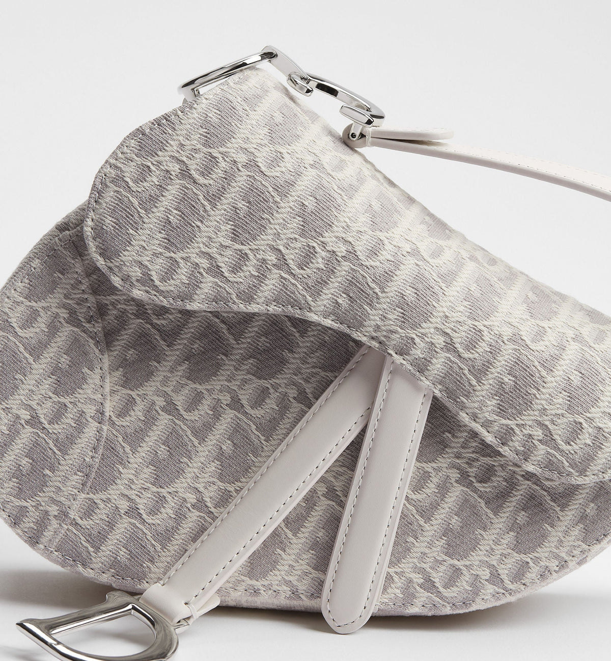 Small Saddle Luxury Handbag With Latte and Gray Oblique Jacquard And Strap