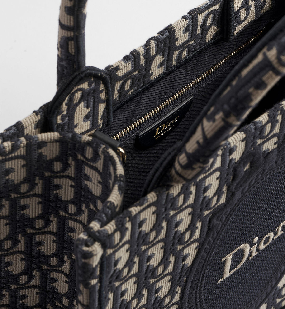 Small Book Designer Tote Bag with Blue Oblique Jacquard and Médaillon Signature