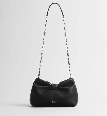 Small Bow Luxury Handbag With Black Lambskin And Chain Strap