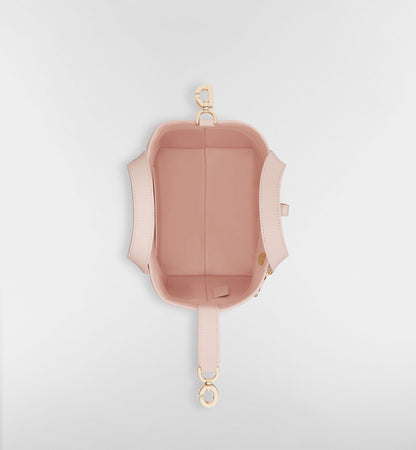 Small Toujours Vertical Designer Shoulder Tote With Powder Pink Macrocannage Calfskin And Strap