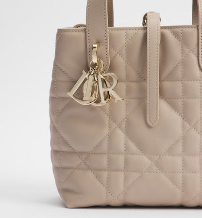 Small Toujours Vertical Designer Shoulder Tote With Powder Beige Macrocannage Calfskin And Strap