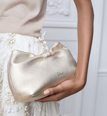 Small Bow Luxury Handbag With Mekong Laminated Lambskin And Chain Strap