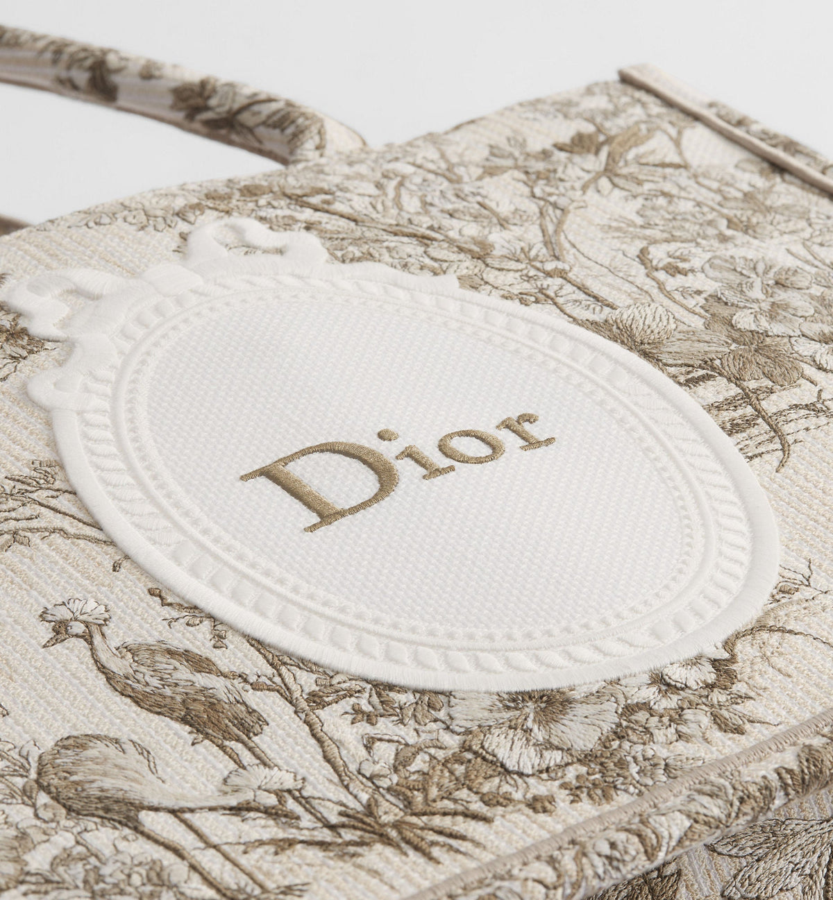 Medium Book Designer Tote Bag With Toile de Jouy Garden Embroidery And Strap