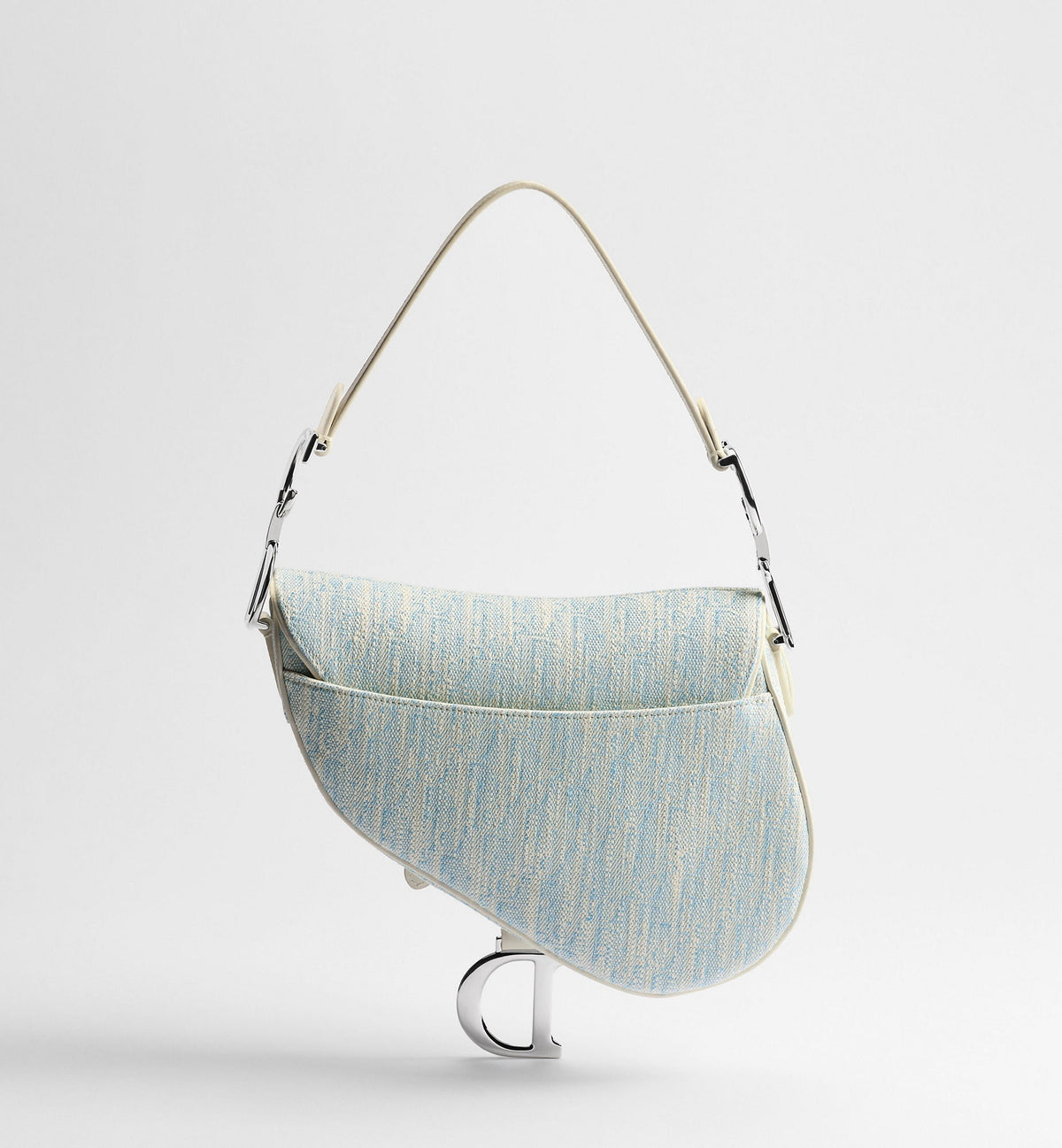 Saddle Luxury Handbag With Strap In Céleste Blue Washed Jacquard