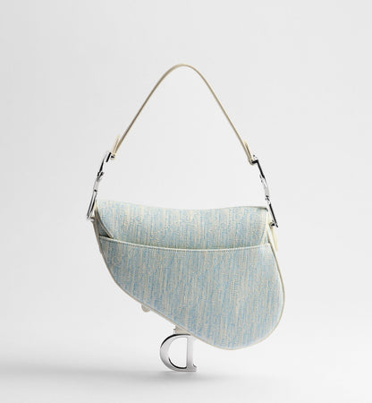Saddle Luxury Handbag With Strap In Céleste Blue Washed Jacquard