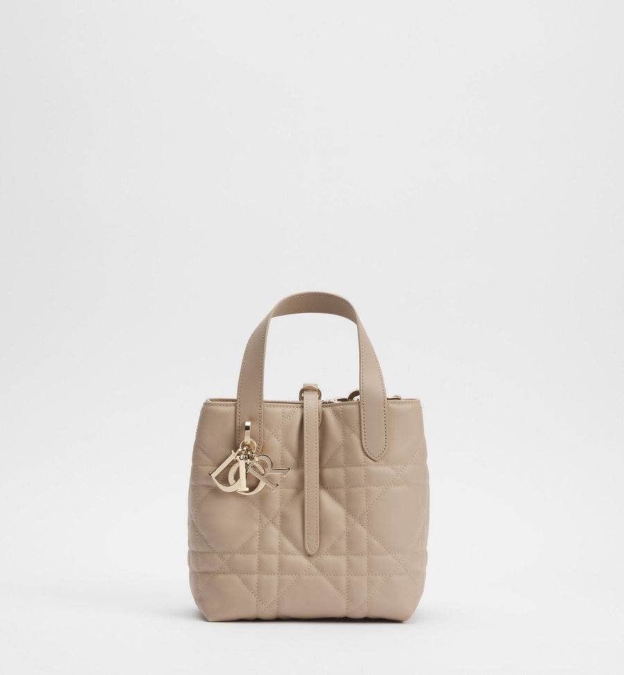 Small Toujours Vertical Designer Shoulder Tote With Powder Beige Macrocannage Calfskin And Strap