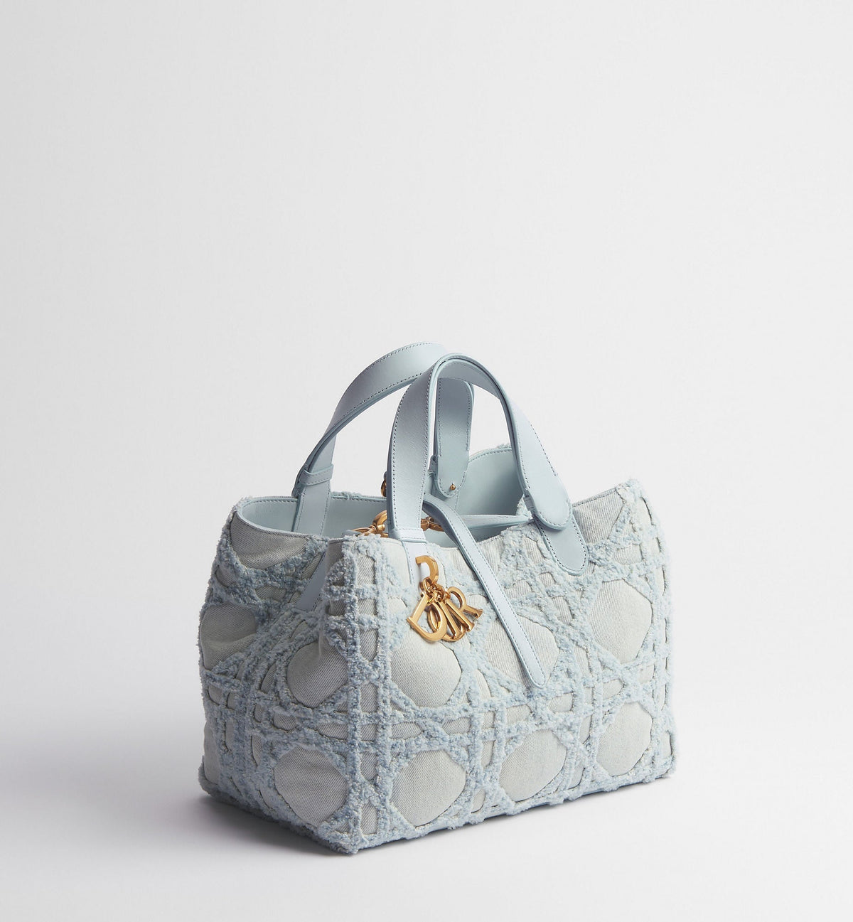 Medium Toujours Luxury Handbag With Blue Cannage Denim And Strap