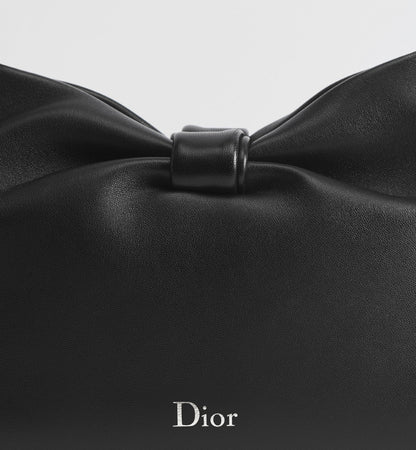 Small Bow Luxury Handbag With Black Lambskin And Chain Strap