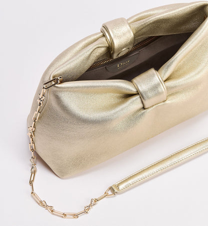 Small Bow Luxury Handbag With Mekong Laminated Lambskin And Chain Strap