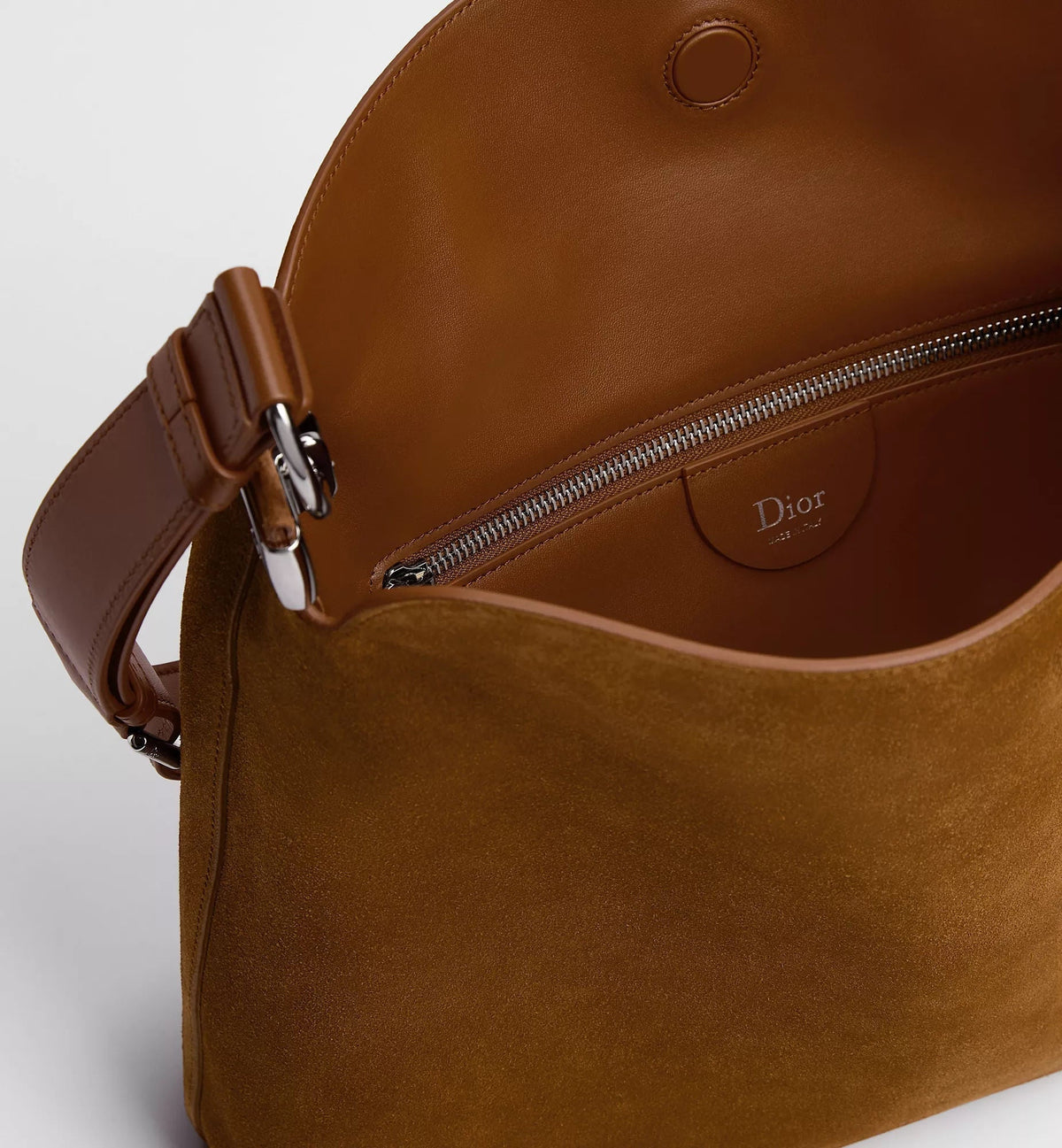 Medium Shoulder Luxury Handbag With Golden Saddle Suede Calfskin And Strap