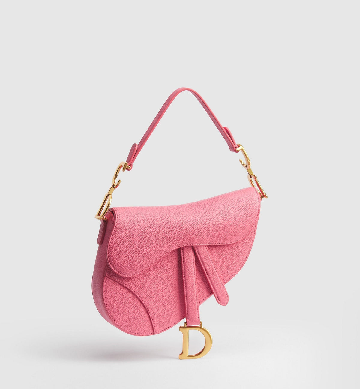 Small Saddle Luxury Handbag With Fraise Grained Calfskin And Strap