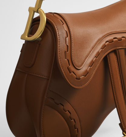 Small Saddle Luxury Handbag With Marron Bobby Calfskin Marquetry And Strap