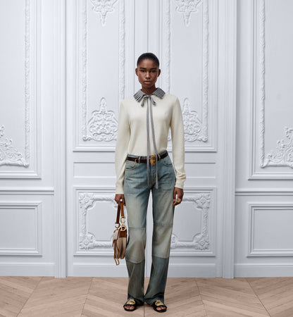 Medium Saddle Luxury Handbag With Two-Tone Trench And Marron Bobby Calfskin And Strap