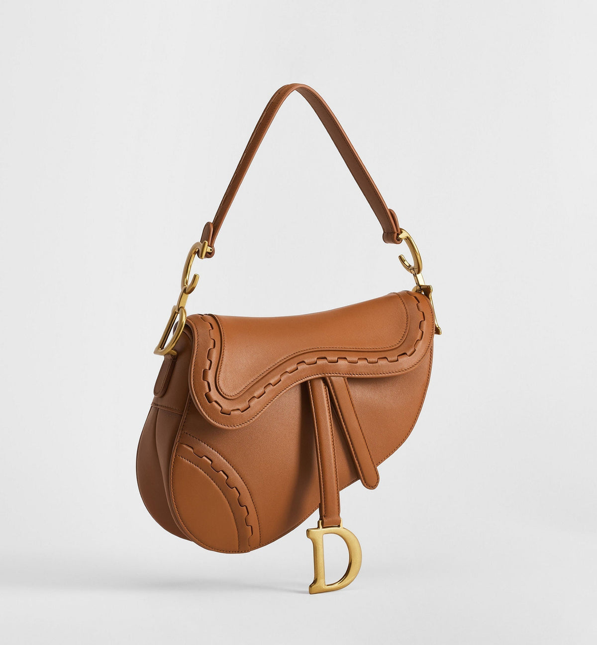 Small Saddle Luxury Handbag With Marron Bobby Calfskin Marquetry And Strap
