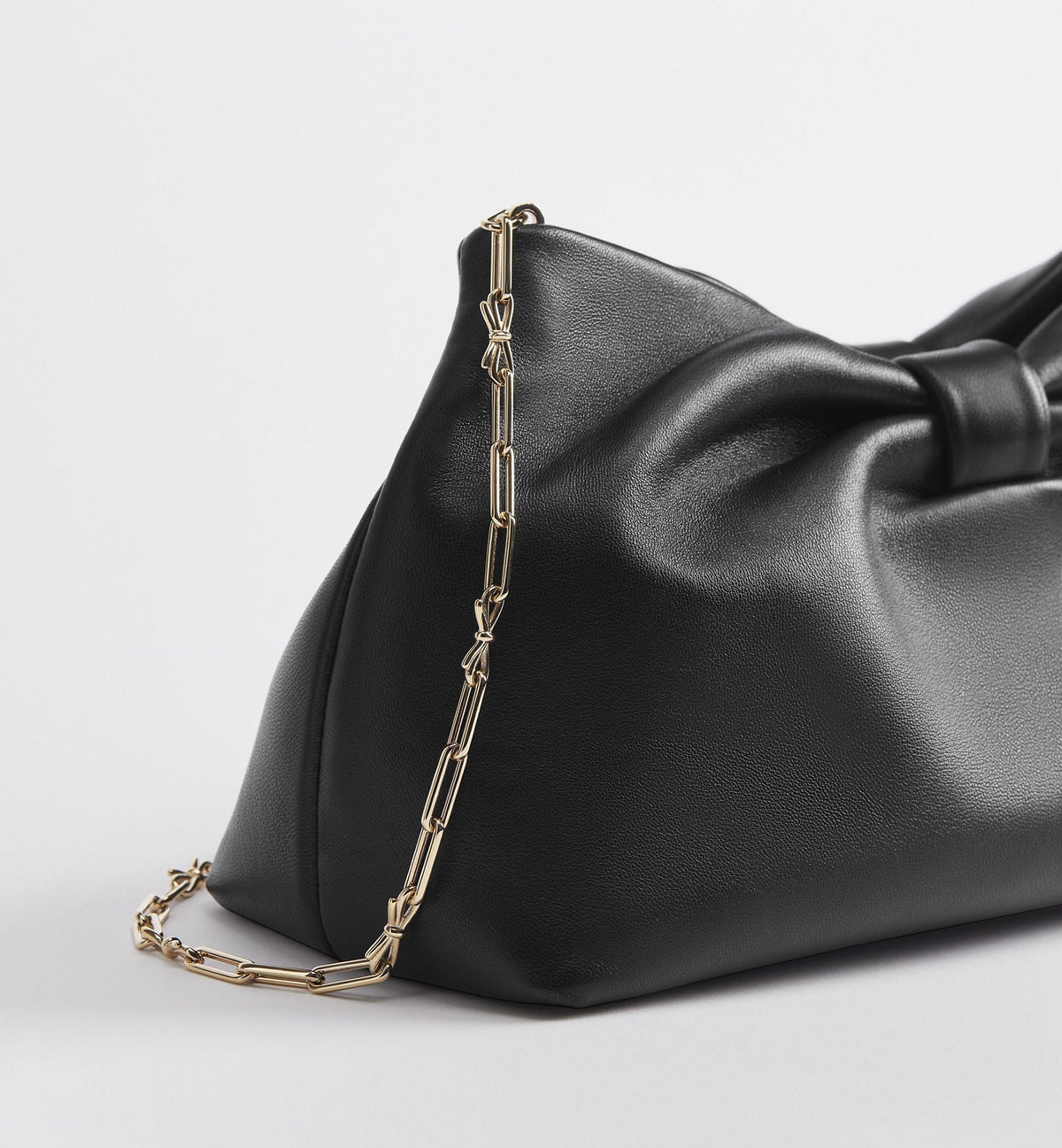 Medium Dior Bow Luxury Handbag With Black Lambskin And Chain Strap