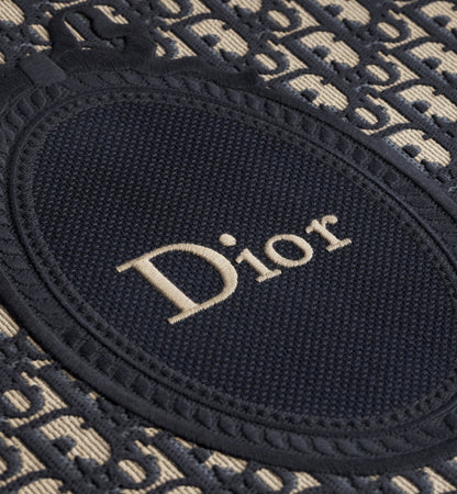 Medium Dior Book Designer Tote Bag With Blue Oblique Jacquard And Embroidered Médaillon