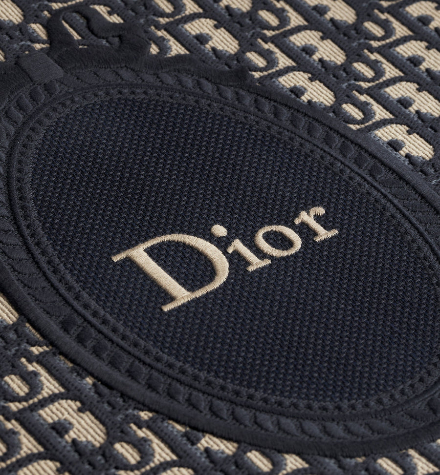 Medium Dior Book Designer Tote Bag With Blue Oblique Jacquard And Embroidered Médaillon