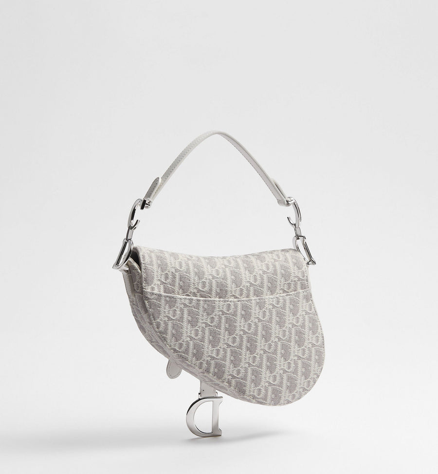 Small Saddle Luxury Handbag With Latte and Gray Oblique Jacquard And Strap