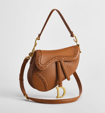 Small Saddle Luxury Handbag With Marron Bobby Calfskin Marquetry And Strap