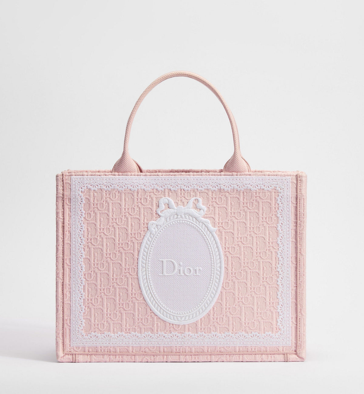 Medium Book Designer Tote Bag With Soupir Pink Oblique Embroidery And Strap