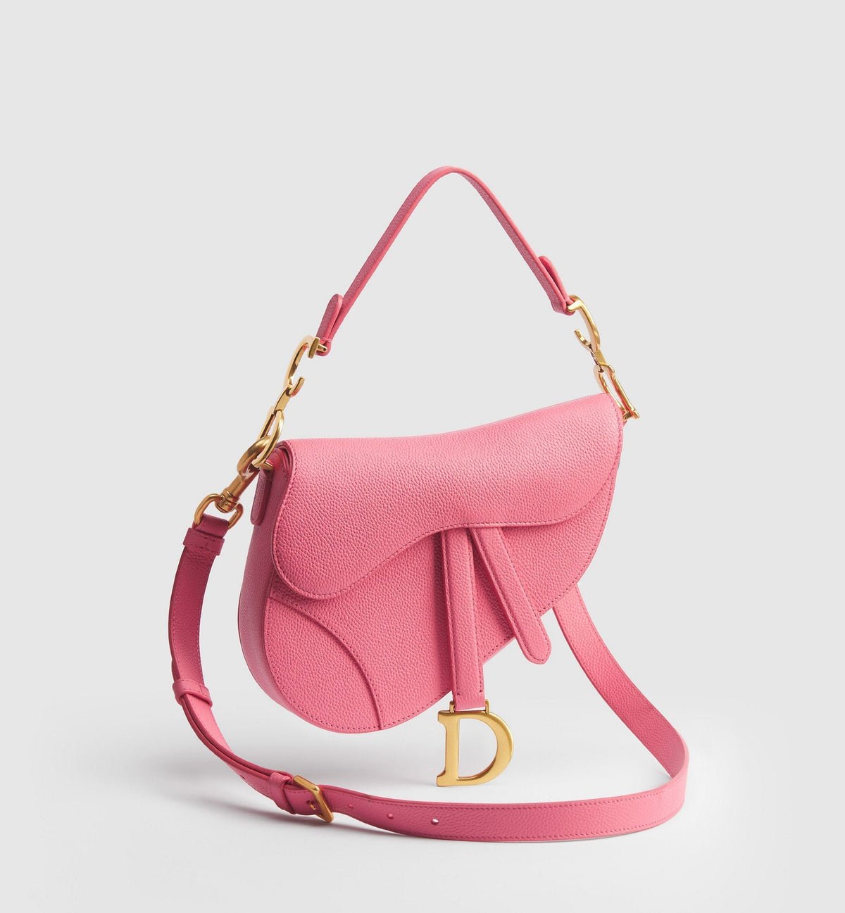 Small Saddle Luxury Handbag With Fraise Grained Calfskin And Strap