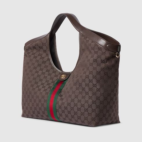 Large Designer Shoulder Tote With Canvas And Leather Trim