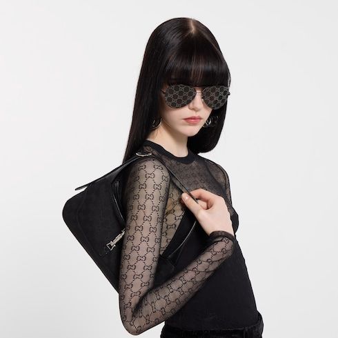 Medium Jackie Slim Shoulder Luxury Handbag With GG Canvas And Piston Closure