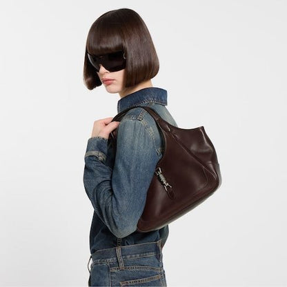 Small Mercato Designer Shoulder Tote With Soft Leather And Piston Closure