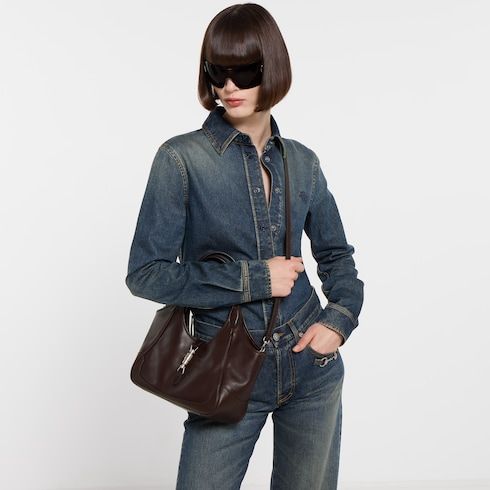 Small Mercato Designer Shoulder Tote With Soft Leather And Piston Closure
