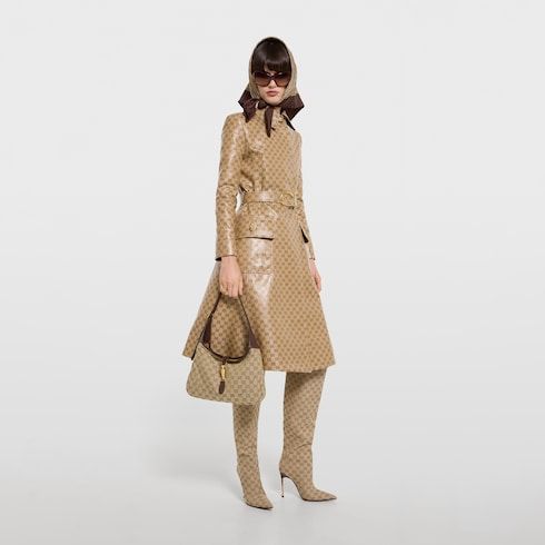 Medium Jackie Luxury Handbag With GG Canvas And Piston Closure