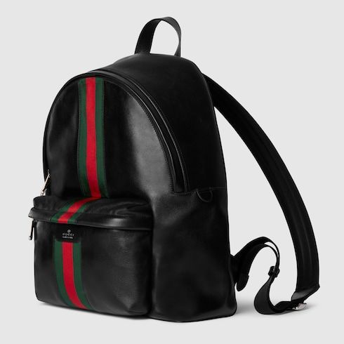 Large Backpack With Soft Leather And Web Intarsia