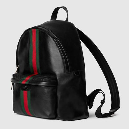 Large Backpack With Soft Leather And Web Intarsia