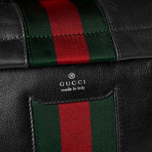 Large Backpack With Soft Leather And Web Intarsia