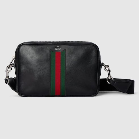 Small Crossbody Luxury Handbag With Soft Leather And Web Intarsia