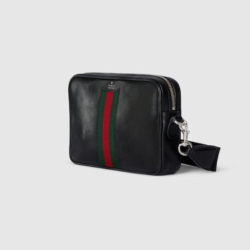 Small Crossbody Luxury Handbag With Soft Leather And Web Intarsia