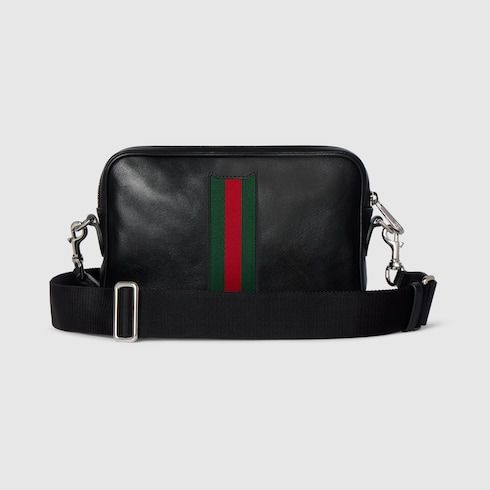 Small Crossbody Luxury Handbag With Soft Leather And Web Intarsia
