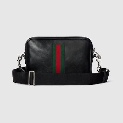 Small Crossbody Luxury Handbag With Soft Leather And Web Intarsia