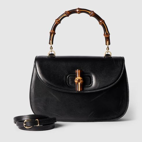 Medium Bamboo 1947 Luxury Handbag With Full Grain Leather And Bamboo Handle
