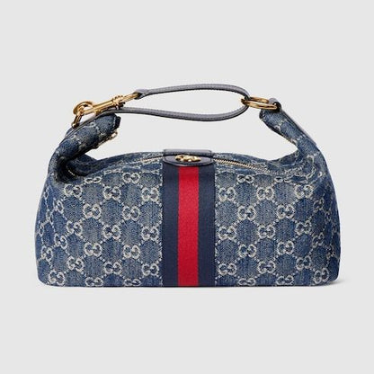 Medium Vanity Top Handle Luxury Handbag With Canvas And Leather Trim